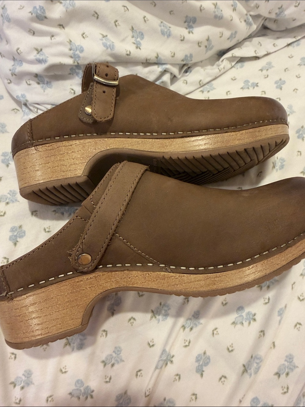 Dansko Taupe Leather Slip-On Clogs - Picture 3 of 3